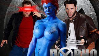 Mystique Nicole wird in der X-Men Parodie von zwei Mutanten durchgefickt